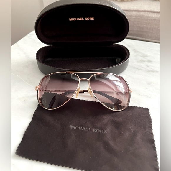 Michael Kors Rose Gold Aviator Sunglasses - Picture 1 of 3